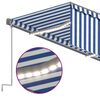 vidaXL Toldo autom&aacute;tico persiana LED sensor viento azul blanco 3x2,5m