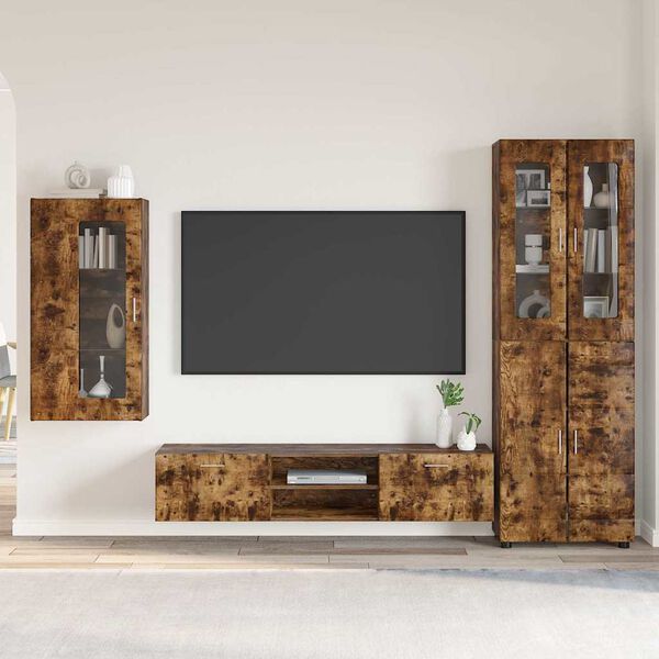 vidaXL Conjunto de mueble de TV con caj&oacute;n FLORIN Roble ahumado