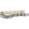 vidaXL Set muebles de jard&iacute;n 7 pzas y cojines rat&aacute;n PE gris antracita