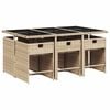 vidaXL Set comedor de jard&iacute;n 7 pzas con cojines rat&aacute;n sint&eacute;tico beige