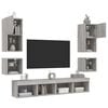 vidaXL Muebles TV pared con LED 8 pzas madera ingenier&iacute;a gris Sonoma