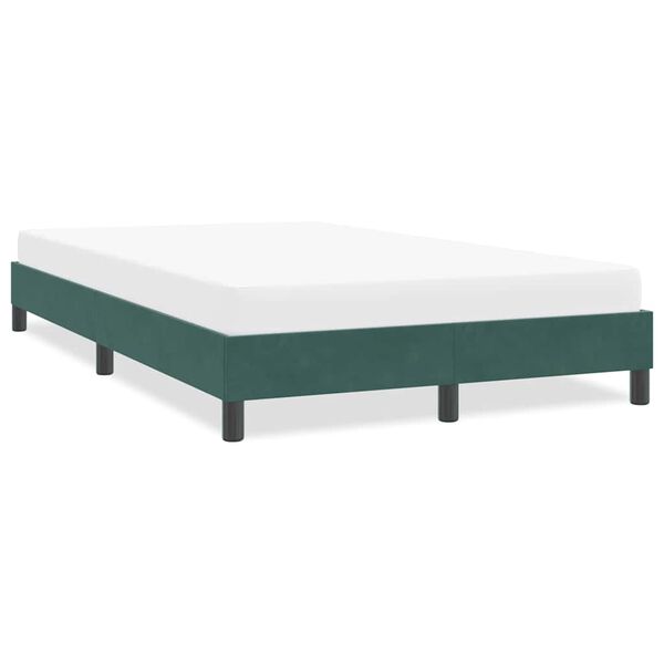 vidaXL Estructura cama sin colch&oacute;n terciopelo verde oscuro 120x220 cm