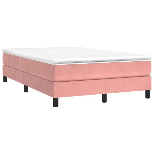 vidaXL Cama box spring con colch&oacute;n terciopelo rosa 120x190 cm