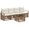 vidaXL Conjunto de sof&aacute;s de jard&iacute;n 5 pcs Beige rat&aacute;n sint&eacute;tico