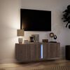 vidaXL Mueble de TV de pared con luces LED marrón roble 100x31x35 cm