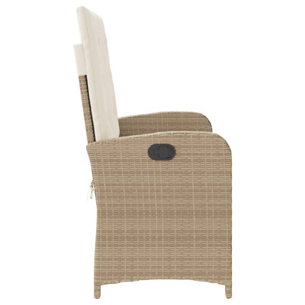 vidaXL Sill&oacute;n reclinable de jard&iacute;n con cojines rat&aacute;n sint&eacute;tico beige