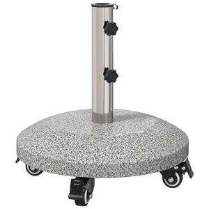 vidaXL Base de Parasol de Granito con Ruedas para Poste de 4-5 cm Gris