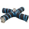 vidaXL T&uacute;nel para gatos con 4 salidas poli&eacute;ster negro y azul 25 cm