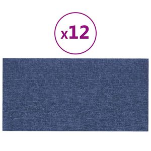 vidaXL Paneles de pared 12 uds tela azul 30x15 cm 0,54 m²