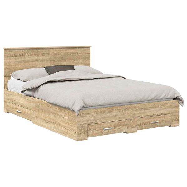 vidaXL Estructura de cama con cabecera Roble Sonoma 140 x 190 cm
