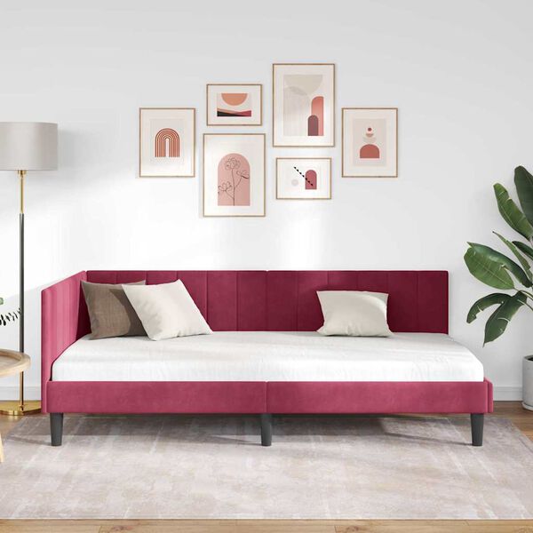 vidaXL Estructura de cama en esquina Rojo vino 100 cm x 200 cm