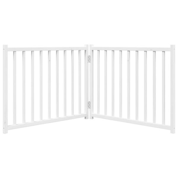 vidaXL Puerta de perros plegable 2 paneles madera abeto blanco 160 cm