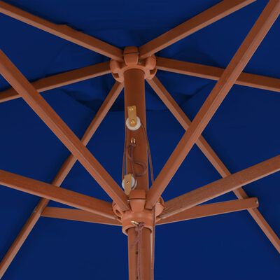vidaXL Sombrilla de jardín con palo de madera azul 270 cm