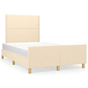 vidaXL Estructura de cama sin colch&oacute;n tela crema 120x190 cm