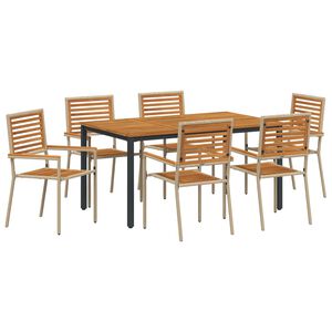 vidaXL Conjunto de Comedor de Jard&iacute;n 7 pcs Beige y Marr&oacute;n