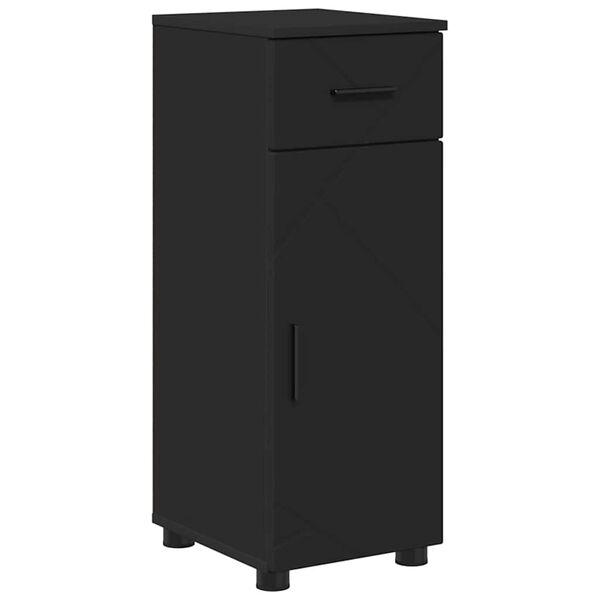 vidaXL Gabinete de Baño con cajón con puerta Negro 30 x 35 x 80 cm