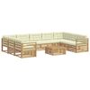 vidaXL Conjunto de sof&aacute;s de exterior 10 uds. Blanco y Crema Poli&eacute;ster