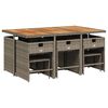 vidaXL Set de comedor de jard&iacute;n 11 pzas y cojines rat&aacute;n sint&eacute;tico gris