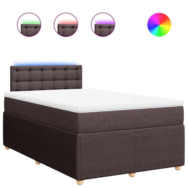 vidaXL Cama box spring con colch&oacute;n tela marr&oacute;n oscuro 120x190 cm