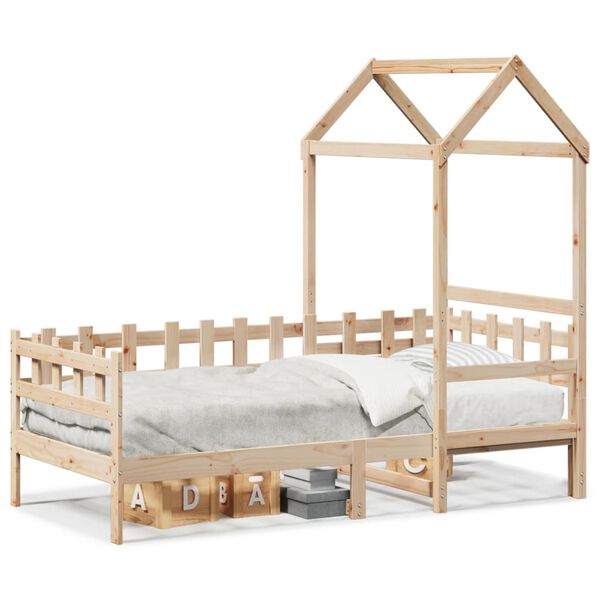 vidaXL Sof&aacute; cama con techo de madera maciza de pino 80x200 cm