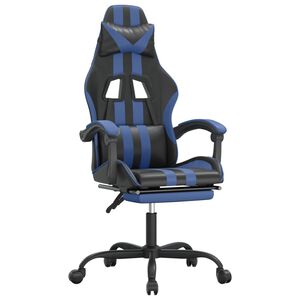 vidaXL Silla gaming giratoria y reposapi&eacute;s cuero sint&eacute;tico negro azul