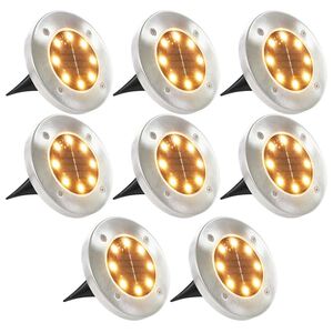 vidaXL L&aacute;mparas solares de suelo 8 unidades luces LED blanco c&aacute;lido