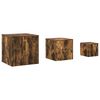 vidaXL Mesitas auxiliares 3 piezas madera contrachapada roble ahumado