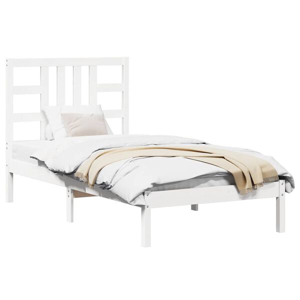 vidaXL Estructura de cama individual madera maciza blanco 90x190 cm