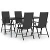 vidaXL Juego de comedor de jard&iacute;n 5 piezas rat&aacute;n sint&eacute;tico negro
