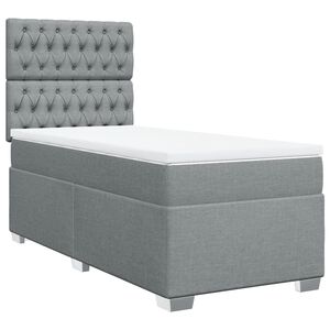 vidaXL Cama box spring con colch&oacute;n tela gris claro 80x200 cm