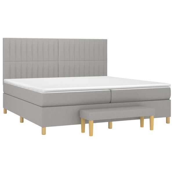 vidaXL Cama box spring con colch&oacute;n tela gris claro 200x200 cm