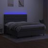 vidaXL Cama box spring colch&oacute;n y luces LED tela gris oscuro 160x200 cm