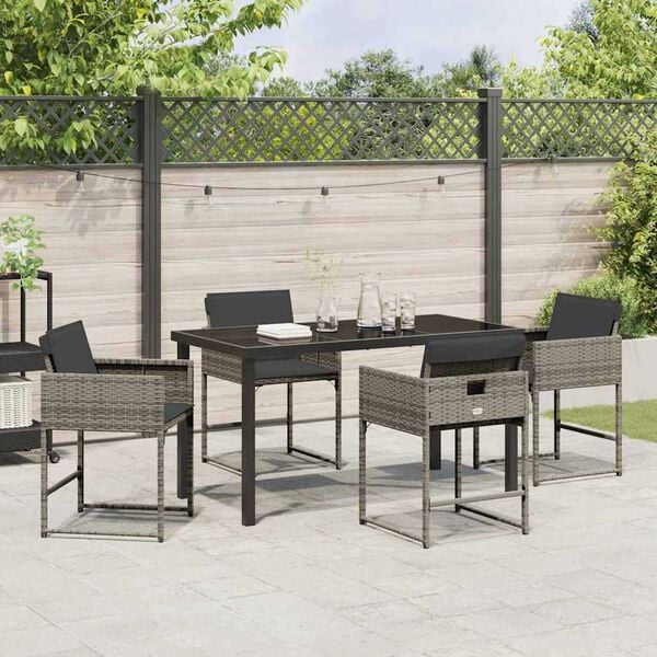 vidaXL Conjunto de Comedor de Jard&iacute;n 5 pcs Gris rat&aacute;n sint&eacute;tico