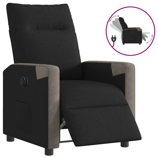 vidaXL Sill&oacute;n reclinable el&eacute;ctrico de tela negro