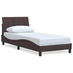 vidaXL Estructura de cama sin colch&oacute;n Hanko tela marr&oacute;n oscuro 90x200 cm