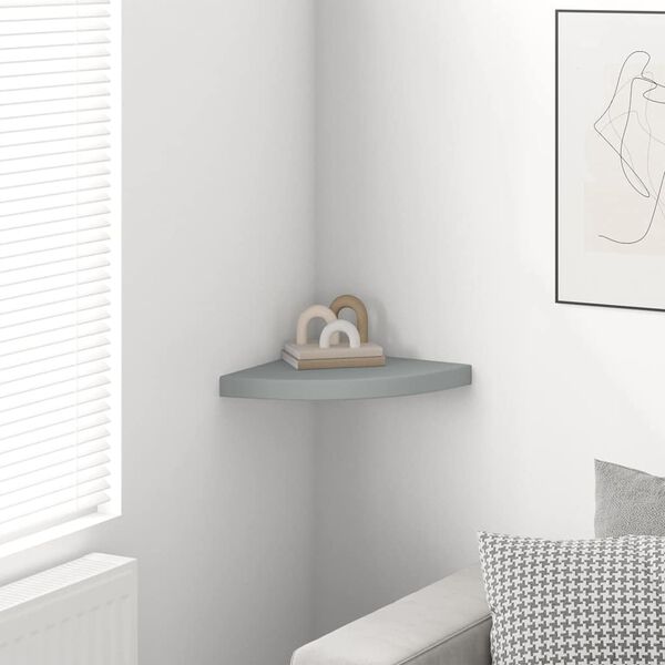323922 vidaXL Floating Corner Shelf Grey 35x35x3,8 cm MDF