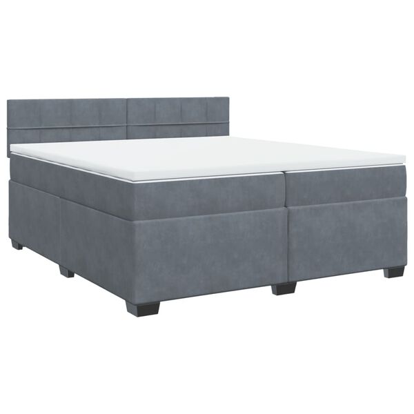 vidaXL Cama box spring con colch&oacute;n terciopelo gris oscuro 200x200 cm