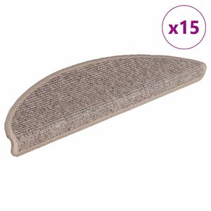 vidaXL Felpudos para escaleras (15 unidades, 56 x 17 x 3 cm, beige oscuro, semicirculares)