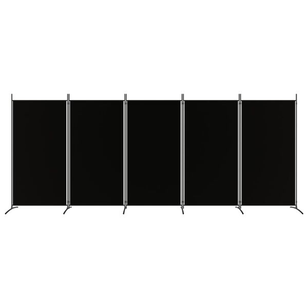 vidaXL Biombo divisor de 5 paneles de tela negro 433x180 cm