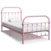 vidaXL Estructura de cama sin colch&oacute;n metal rosa 100x200 cm