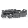 vidaXL Set comedor jard&iacute;n 15 pzas y cojines rat&aacute;n sint&eacute;tico gris