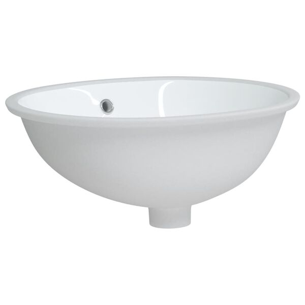 vidaXL Lavabo de ba&ntilde;o ovalado cer&aacute;mica blanco 47x39x21 cm