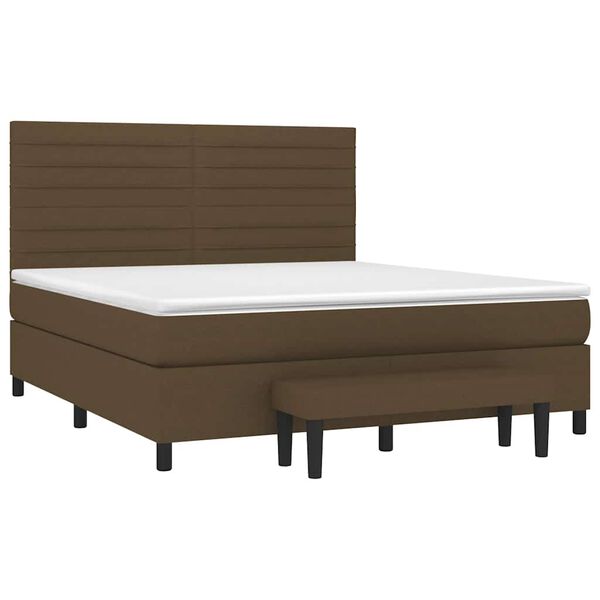 vidaXL Cama box spring con colch&oacute;n tela marr&oacute;n oscuro 180x200 cm
