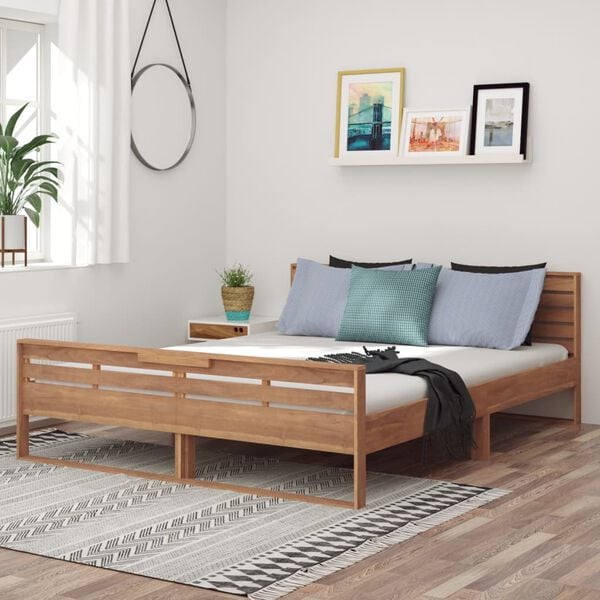 vidaXL Estructura de cama madera maciza de teca 160x200 cm