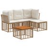 vidaXL Conjunto de sof&aacute;s de exterior 5 uds. Natural y Crema Poli&eacute;ster
