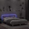 vidaXL Estructura de cama cabecero y luces LED gris hormig&oacute;n 150x200cm