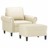 vidaXL Sillón con taburete cuero sintético color crema 60 cm