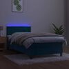 vidaXL Cama box spring colch&oacute;n y LED terciopelo azul oscuro 100x200 cm