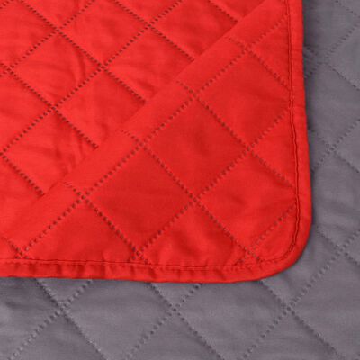 131555 vidaXL Double-sided Quilted Bedspread Red and Grey 170x210 cm