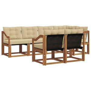 vidaXL Conjunto de sof&aacute;s de exterior con coj&iacute;n 7 pcs Natural y Beige